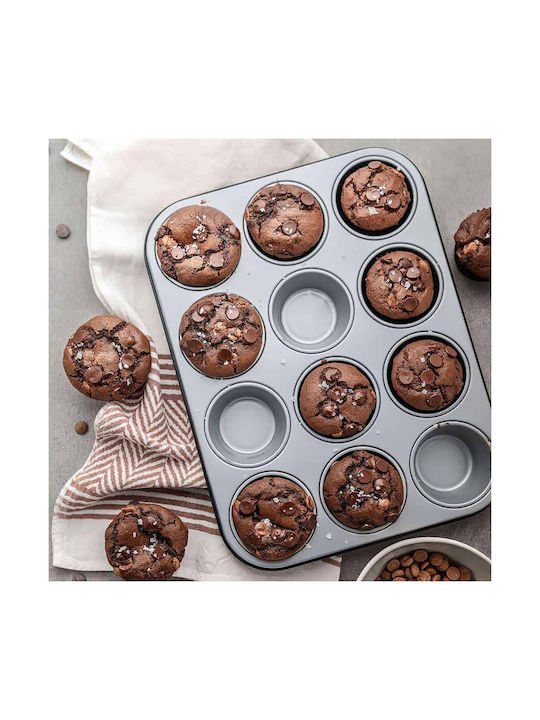 Decora Non-stick Aluminum Cupcakes & Muffins 12 Cups Baking Pan 7cm