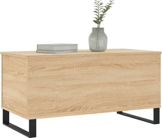 Rectangular Central Wooden Coffee Table with Lifting Mechanism Sonoma Oak W90xD44.5xH45cm