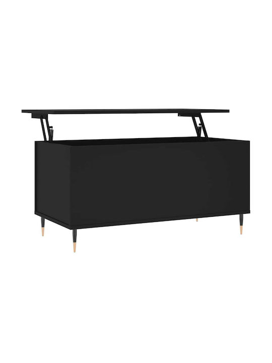 Rechteckig Couchtisch mit Servierkraft Black L90xB44.5xH45cm