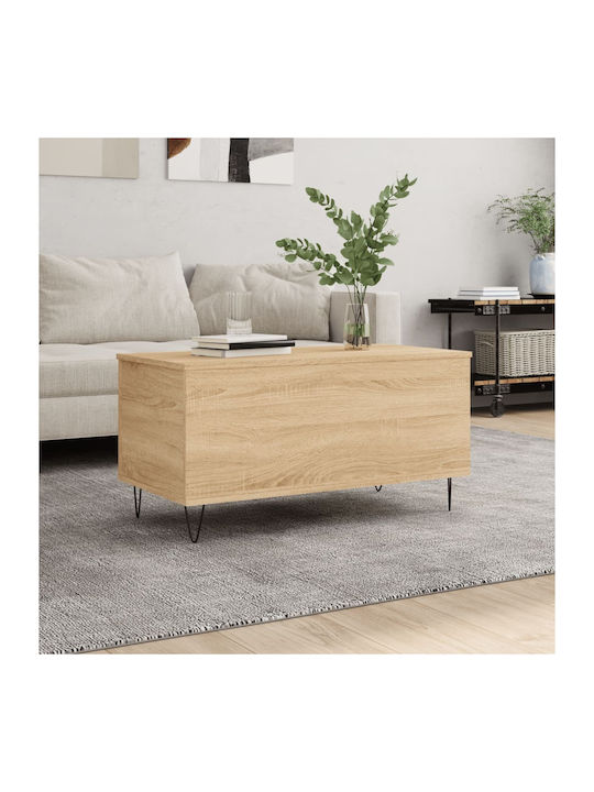 Rectangular Central Wooden Coffee Table with Lifting Mechanism Sonoma Oak W90xL44.5xH45cm