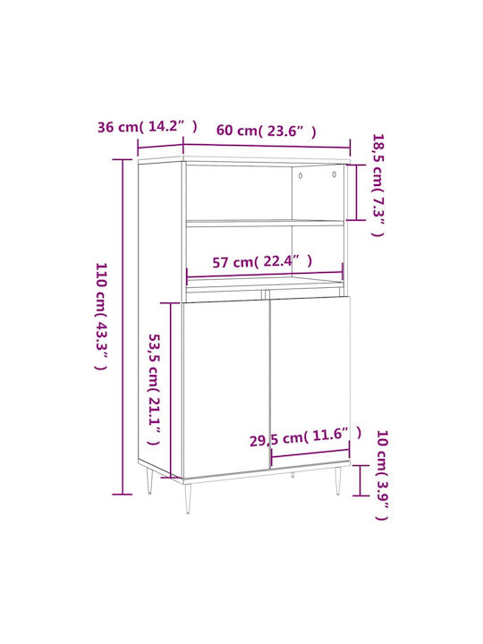 Kabinett Büro Sonoma 60x36x110cm