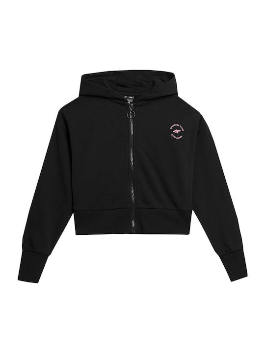 Kinderstrickjacke mit Kapuze Schwarz