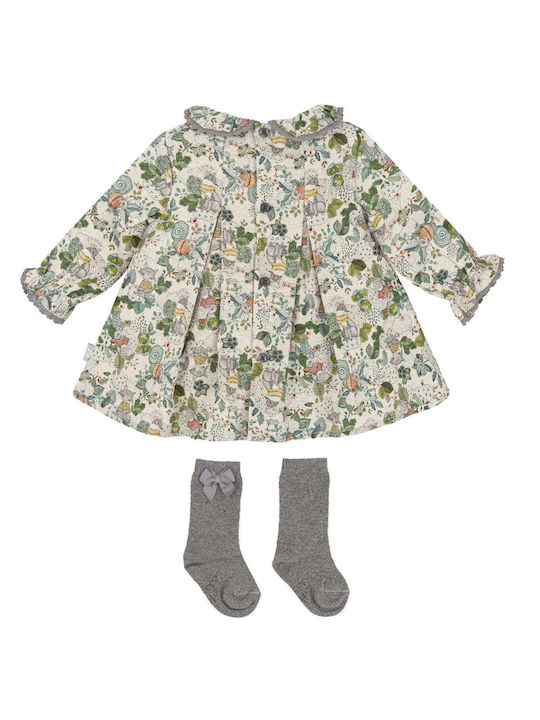 Tutto Piccolo Mädchen Kleid Set mit Zubehör Langärmelig Embrime