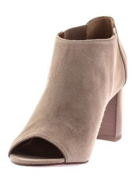 Suede Women's Ankle Boots Beige