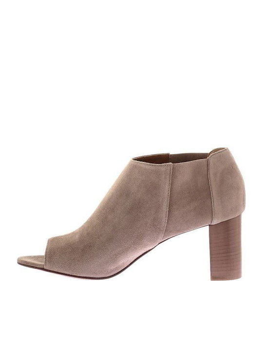 Suede Women's Ankle Boots Beige