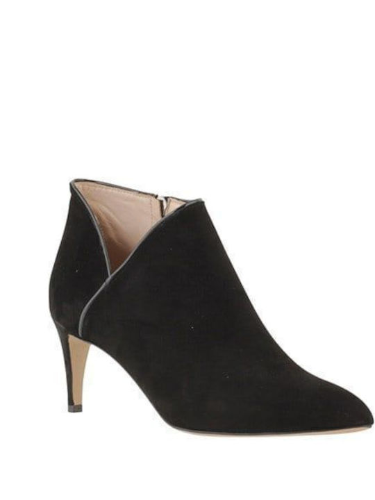 Leather Women's Ankle Boots with Medium Heel Black