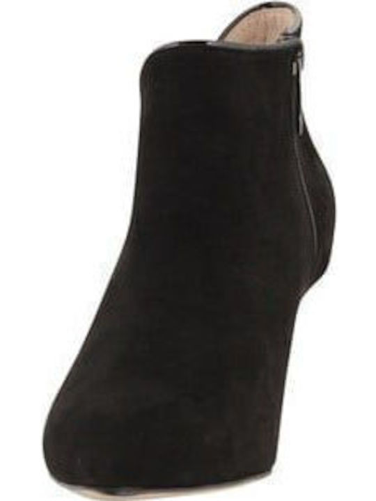 Leather Women's Ankle Boots with Medium Heel Black