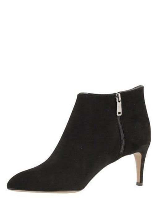 Leather Women's Ankle Boots with Medium Heel Black