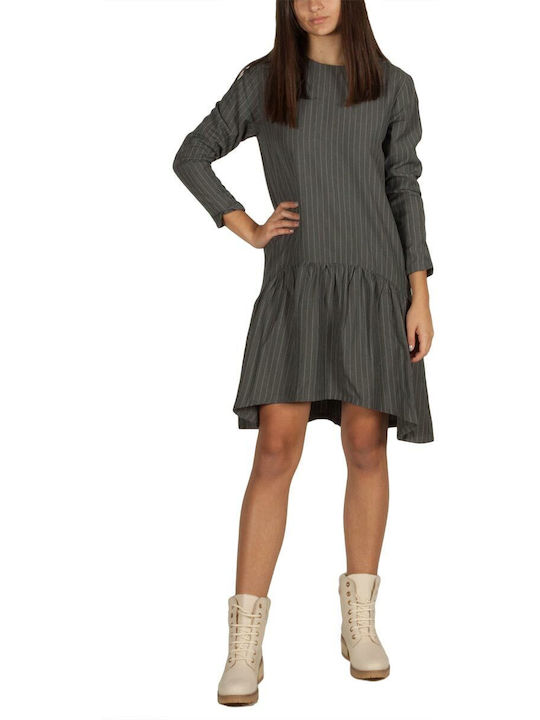 Migle + Me Mini Dress with Ruffle Gray