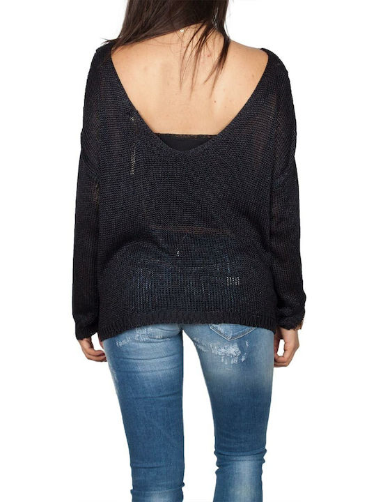 Aggel Damen Langarm Pullover Schwarz