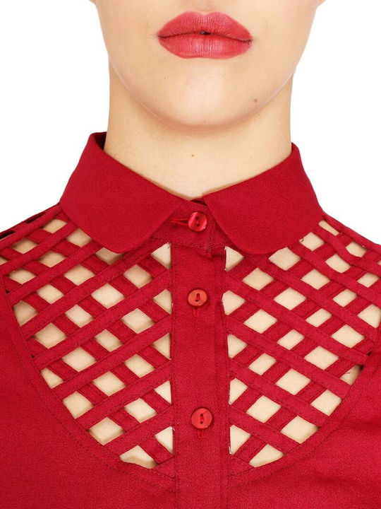 Langärmelig Damen Hemd Rot