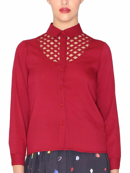 Langärmelig Damen Hemd Rot