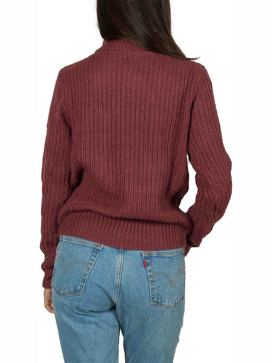 Rut & Circle Damen Langarm Pullover Rollkragen Burgundisch