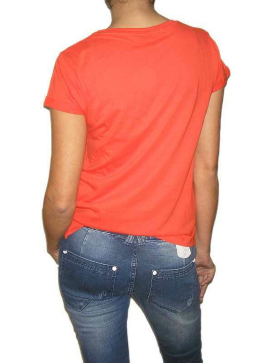 Moodo Damen Sommer Bluse Baumwolle Kurzärmelig Orange