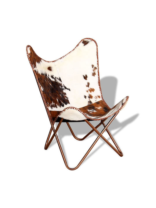 din Piele Naturală Maro / Alb 74x66x90cm