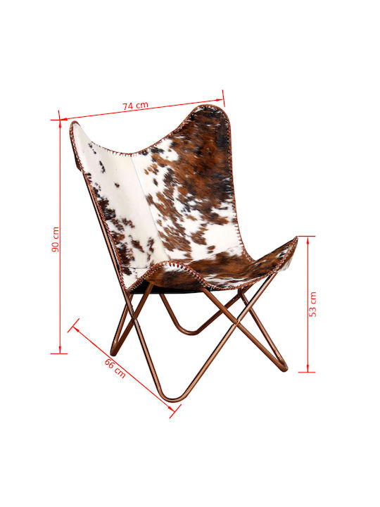 din Piele Naturală Maro / Alb 74x66x90cm