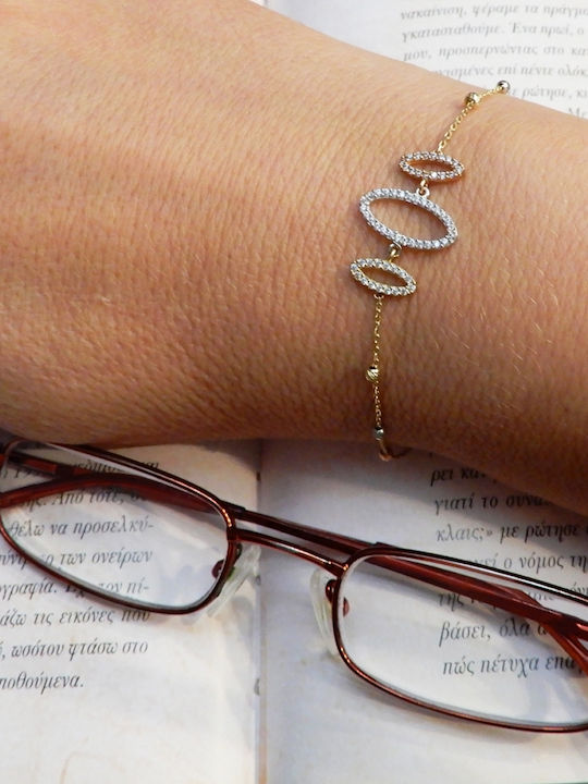 Art d or Women's Gold Bracelet with Zircon 14K 18.5cm
