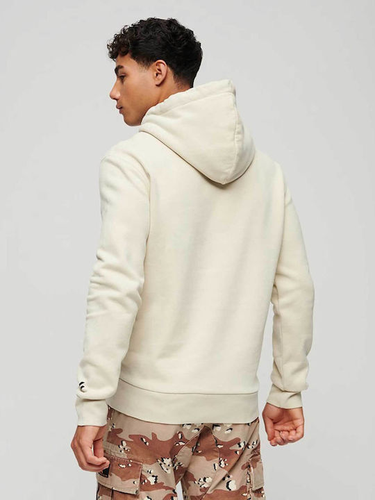 Superdry Core Logo Herren Sweatshirt mit Kapuze und Taschen pelican beige