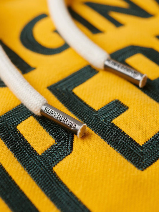 Ovin Athletic Script Graphic Sweatshirt with Hood Yellow