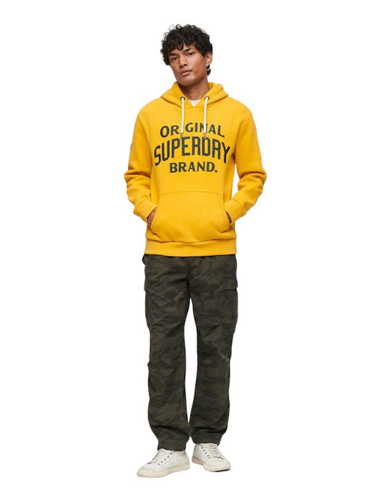 Ovin Athletic Script Graphic Sweatshirt with Hood Yellow