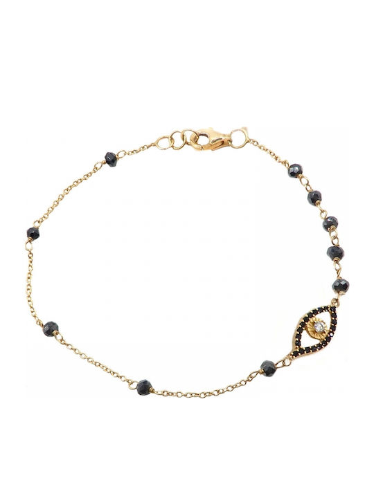 Polytimo Damen Armband mit Design Auge aus Gold 14K mit Zirkon