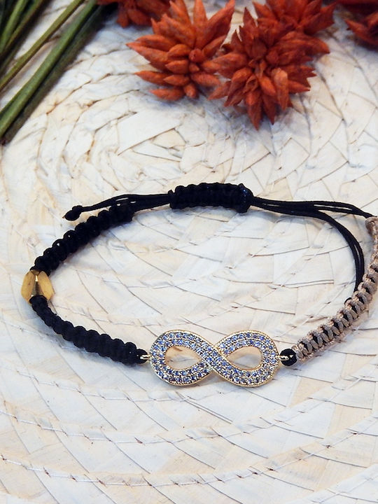 Polytimo Damen Armband Makramee mit Design Unendlichkeit aus Kabel mit Zirkon