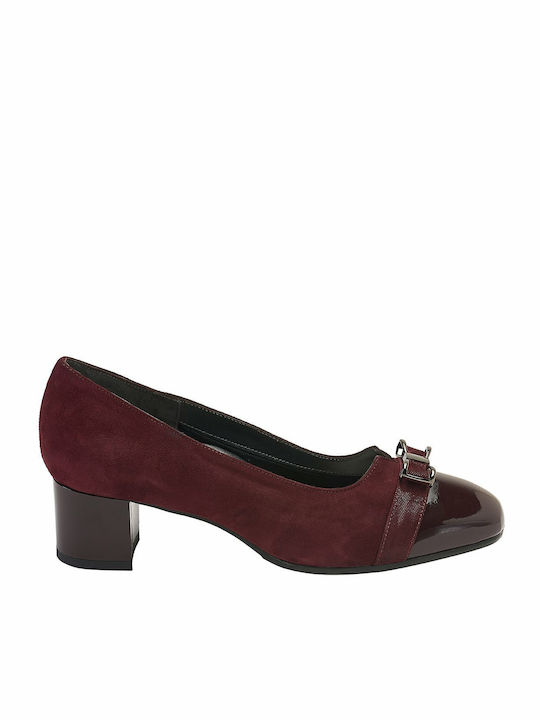 Leder Pumps mit flachem Absatz Burgundisch