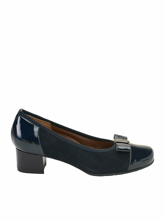 Leder Pumps mit flachem Absatz Blau