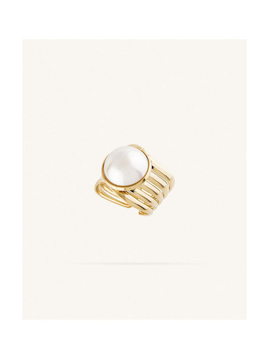 StanStefan Women's Ring with Pearls from Steel Gold Plated