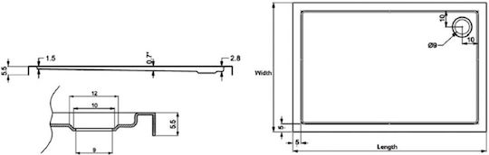 Karag Rectangular Artificial Stone Shower White New Flat 100x80cm