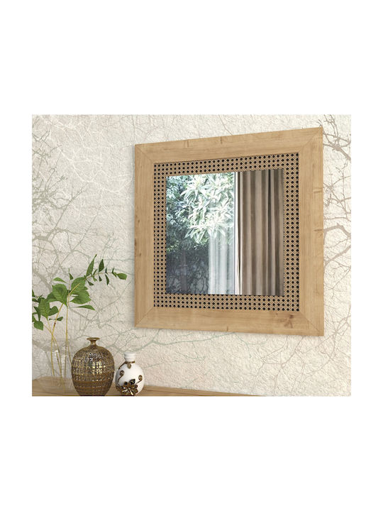 24Mall Wall Mirror with Brown Wooden Frame 1pcs