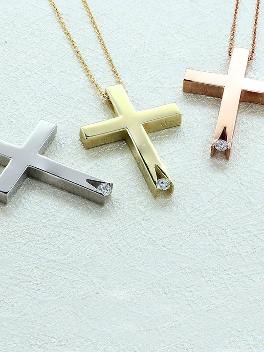 Triantos Women's White Gold Cross 14K with Chain