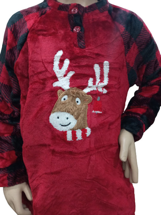 Join Kinder Schlafanzug Winterlich Fleece Rot