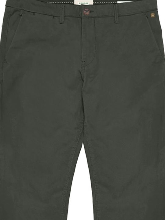 Rebase Men's Trousers Chino Elastic in Regular Fit Pesto