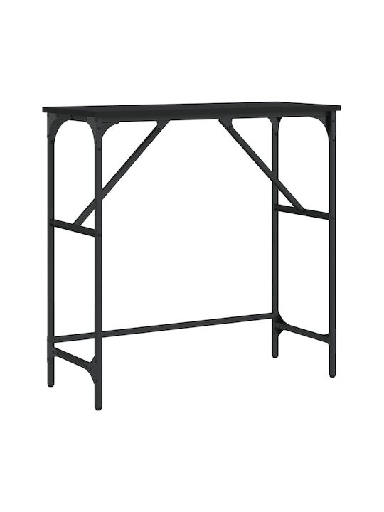 Console Table Wood & Metal Black Velvet-Black Metal L75xW32xH75cm