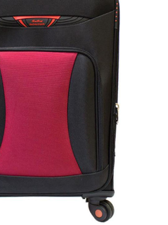 Savil Travel Suitcase Cabin Fabric Red with 4 Wheels Height 55cm
