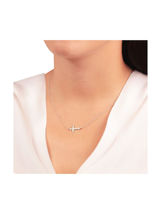 Abadianakis Damen Kreuz aus Silber mit Kette