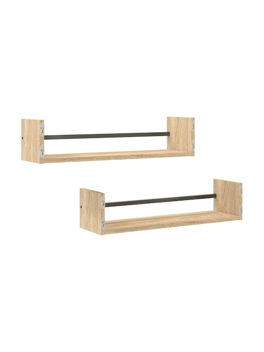 Sonoma Oak Wall Shelves (2 Pieces) 60x16x14cm