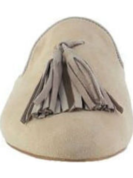 Flat Δερμάτινα Mules Taupe