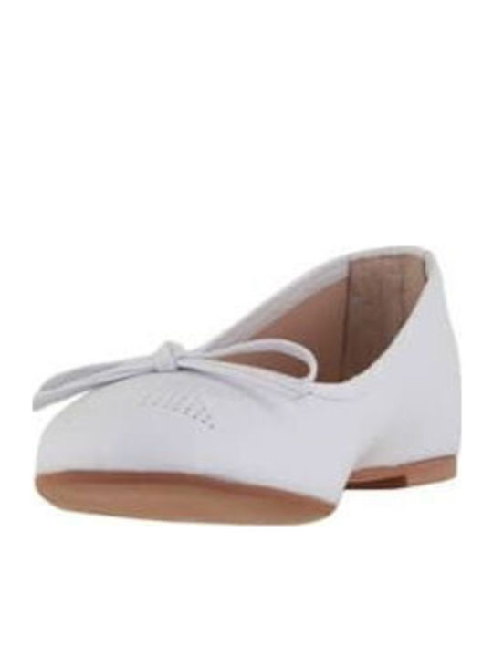 Lederne Damen Ballerinas in Weiß Farbe