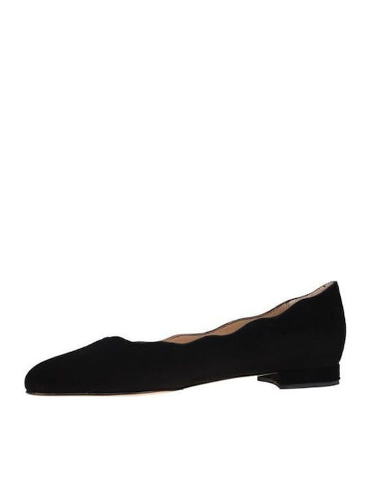 Lederne Damen Ballerinas in Schwarz Farbe