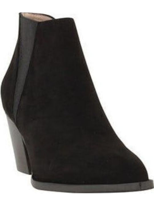 Leather Women's Ankle Boots with Medium Heel Black
