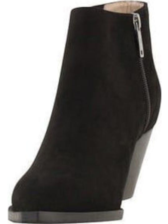 Leather Women's Ankle Boots with Medium Heel Black