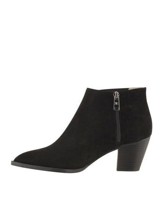 Leather Women's Ankle Boots with Medium Heel Black
