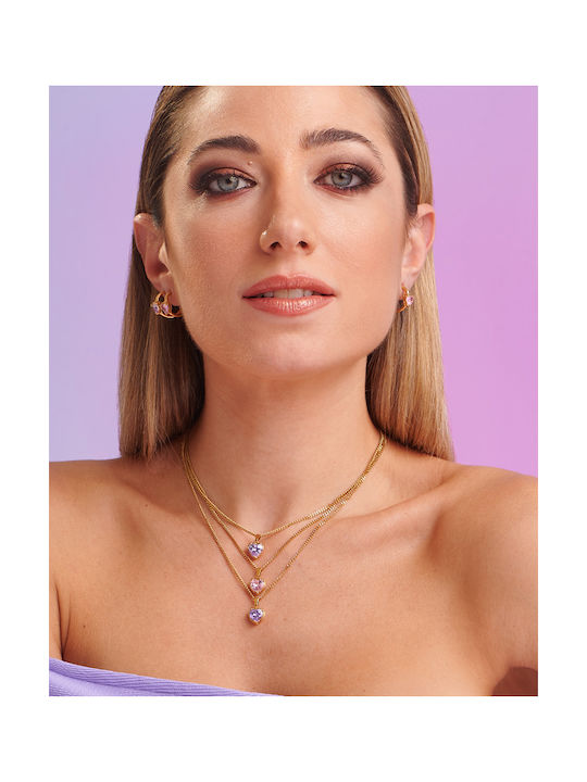 LifeLikes Necklace from Gold-plated Steel with Zircon