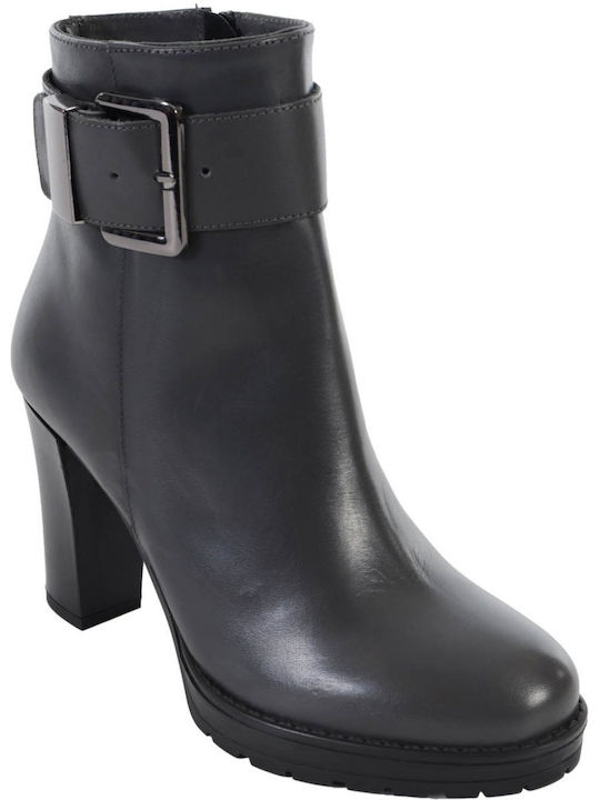 Leon Arch Women's Leather High Heel Boots Gray