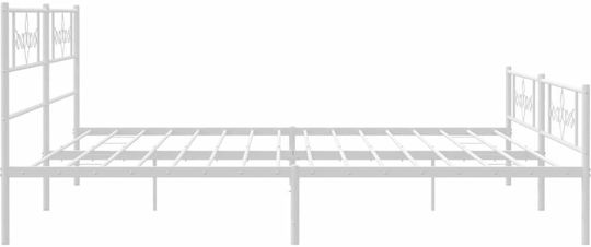Pat King Size Metalic Alb Cu Plăci Pentru Saltea 183x213cm