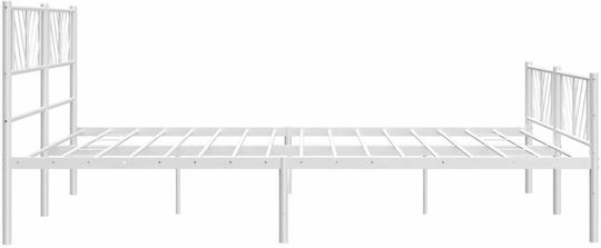 Pat King Size Metalic Alb Cu Plăci Pentru Saltea 183x213cm