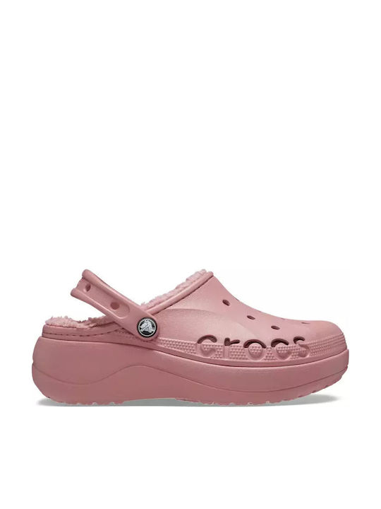 Crocs Baya Lined Women's Clogs with Fur Pink