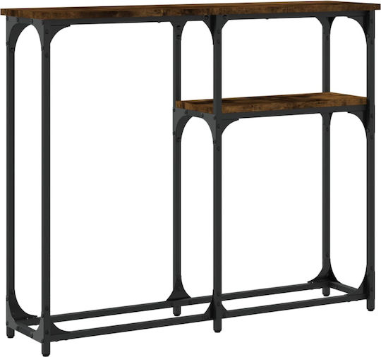 Console Table Wood & Metal Καπνιστή Δρυς L90xW22.5xH75cm
